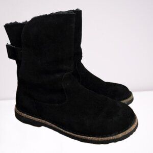 Birkenstock Black Uppsala Shearling Suede Leather Boots